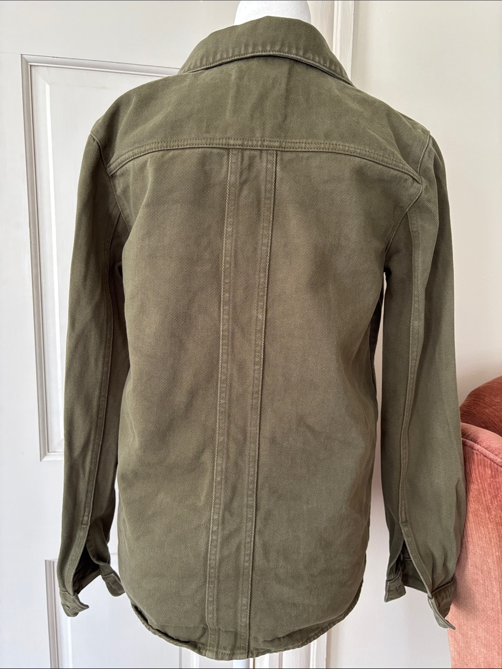 Sezane Will XXS Olive denim Utility Jacket with Button Front chore jacket - Picture 9 of 11